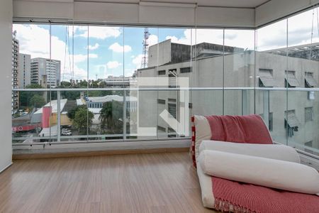 Varanda da Sala de apartamento para alugar com 1 quarto, 49m² em Campo Belo, São Paulo