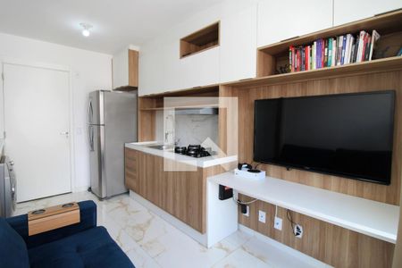 Sala/Cozinha - Armários  de kitnet/studio à venda com 1 quarto, 29m² em Barra Funda, São Paulo
