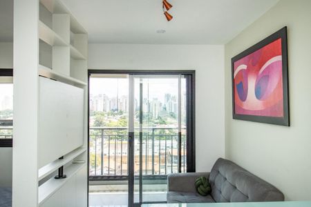Sala - panorâmica  de kitnet/studio à venda com 1 quarto, 26m² em Indianópolis, São Paulo