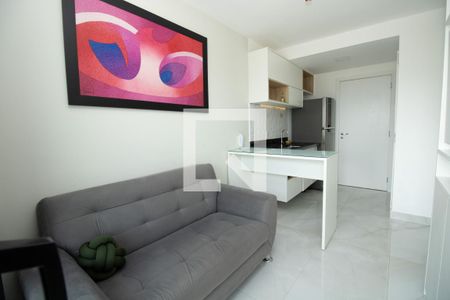 Sala - Panorâmica vista porta de entrada  de kitnet/studio à venda com 1 quarto, 26m² em Indianópolis, São Paulo