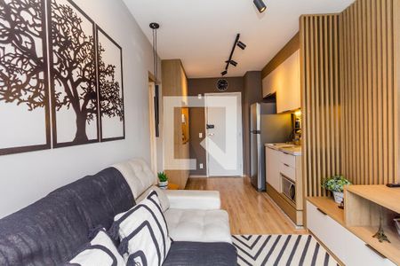 Sala/Cozinha de kitnet/studio para alugar com 1 quarto, 31m² em Indianópolis, São Paulo