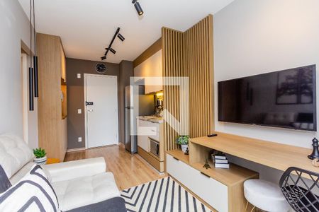 Sala/Cozinha de kitnet/studio para alugar com 1 quarto, 31m² em Indianópolis, São Paulo