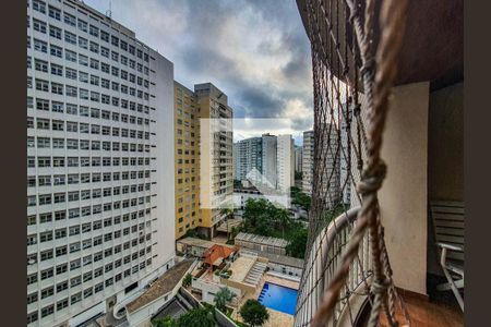 Vista da Sacada de apartamento para alugar com 1 quarto, 80m² em Morro do Maluf, Guarujá