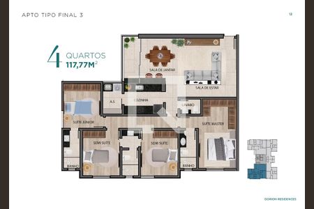 Apartamento à venda com 4 quartos, 117m² em Palmares, Belo Horizonte