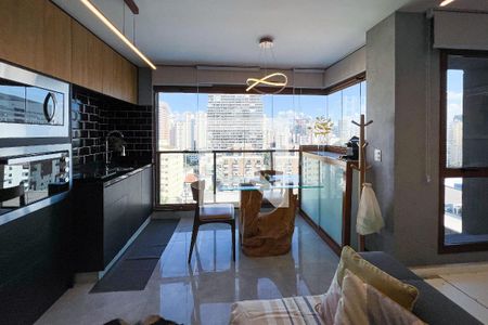 Sala/Quarto e Cozinha integrada de apartamento para alugar com 1 quarto, 28m² em Vila Nova Conceição, São Paulo
