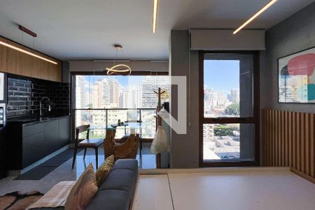 Sala/Quarto e Cozinha integrada de apartamento para alugar com 1 quarto, 28m² em Vila Nova Conceição, São Paulo
