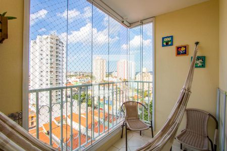Varanda da sala de apartamento à venda com 3 quartos, 73m² em Vila Helena, Santo André
