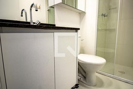 Studio para alugar com 27m², 1 quarto e sem vagaBanheiro- detalhe armários, louça sanitária e box
