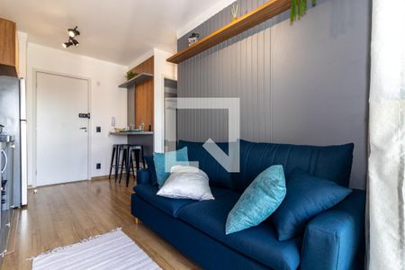 Sala e Cozinha de kitnet/studio à venda com 1 quarto, 31m² em Indianópolis, São Paulo