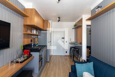 Sala e Cozinha de kitnet/studio à venda com 1 quarto, 31m² em Indianópolis, São Paulo