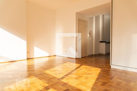 Sala iluminada e espaçosa de apartamento para alugar com 1 quarto, 44m² em Bela Vista, São Paulo