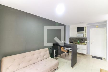 Sala de apartamento para alugar com 1 quarto, 40m² em Panamby, São Paulo