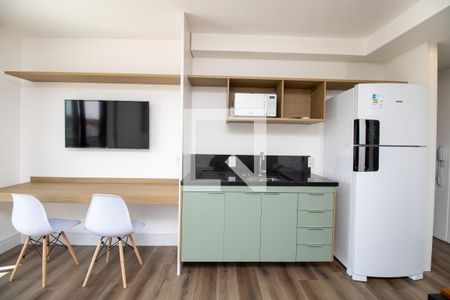 Cozinha- panorâmica de kitnet/studio à venda com 1 quarto, 34m² em Indianópolis, São Paulo