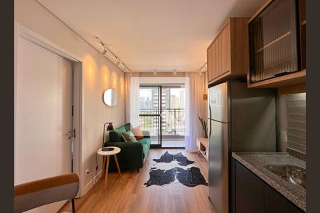 Sala/Cozinha de apartamento para alugar com 1 quarto, 34m² em Campo Belo, São Paulo