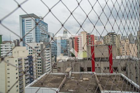 Vista da varanda da sala de kitnet/studio à venda com 1 quarto, 35m² em Bela Vista, São Paulo