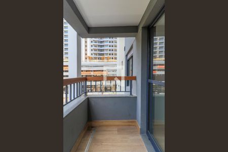 Varanda da Sala de apartamento à venda com 1 quarto, 28m² em Brooklin Paulista, São Paulo