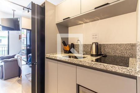 Cozinha de kitnet/studio para alugar com 1 quarto, 28m² em Bela Vista, São Paulo