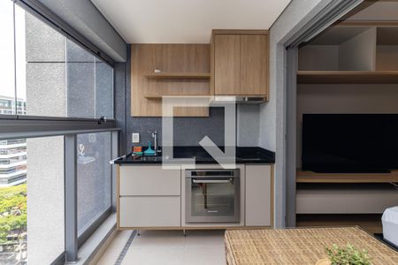 Varanda de kitnet/studio para alugar com 1 quarto, 29m² em Indianópolis, São Paulo