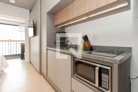 Cozinha de kitnet/studio para alugar com 1 quarto, 25m² em Brooklin, São Paulo