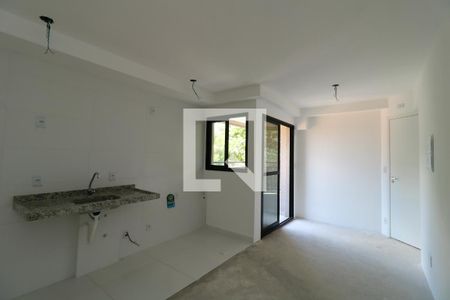 Sala e Cozinha de kitnet/studio à venda com 1 quarto, 40m² em Vila Valparaíso, Santo André