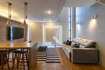 Sala e Cozinha de kitnet/studio para alugar com 1 quarto, 50m² em Vila Nova Conceição, São Paulo