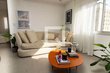 Sala, ambiente estar  de apartamento à venda com 1 quarto, 56m² em Moema, São Paulo