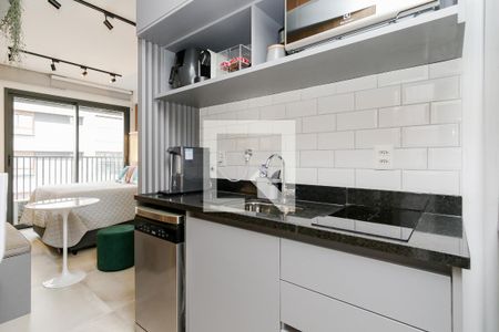 Cozinha  de kitnet/studio à venda com 1 quarto, 24m² em Brooklin Paulista, São Paulo