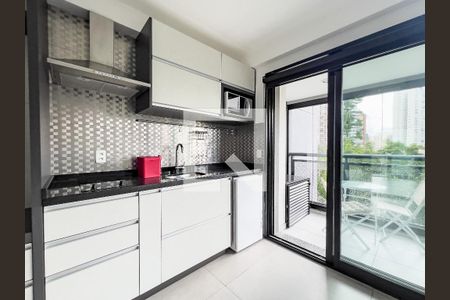 Cozinha, panorâmica de apartamento para alugar com 1 quarto, 29m² em Vila Olímpia, São Paulo
