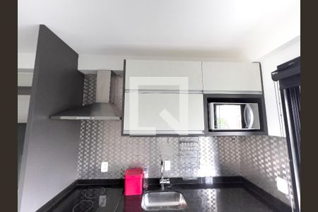 Cozinha, coifa, cooktop, microondas, pia de apartamento para alugar com 1 quarto, 29m² em Vila Olímpia, São Paulo