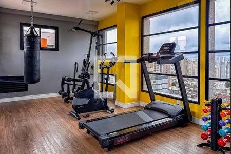 Área comum - Academia de apartamento para alugar com 1 quarto, 41m² em Vila Valparaíso, Santo André