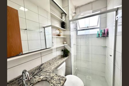 Banheiro de apartamento à venda com 2 quartos, 48m² em Chácaras Cotia, Contagem