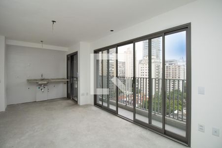 Sala 1, amplo terraço, vista aberta  de apartamento à venda com 2 quartos, 74m² em Moema, São Paulo