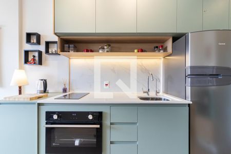 Cozinha de apartamento para alugar com 1 quarto, 37m² em Indianópolis, São Paulo