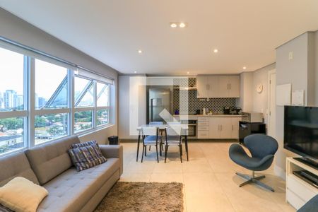Sala de apartamento para alugar com 1 quarto, 56m² em Brooklin, São Paulo