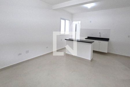 Sala de estar e cozinha americana de casa para alugar com 3 quartos, 73m² em Marapé, Santos