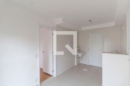 Sala e Cozinha Integrada  de apartamento para alugar com 1 quarto, 27m² em Vila Ré, São Paulo