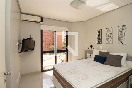 Quarto, panorâmica  de apartamento para alugar com 1 quarto, 48m² em Itaim Bibi, São Paulo