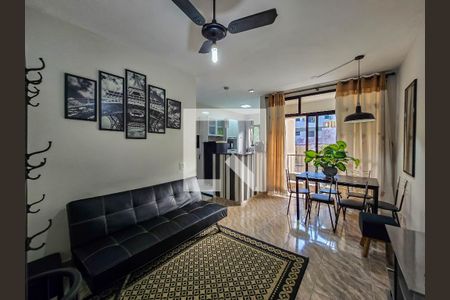 Sala de apartamento para alugar com 1 quarto, 55m² em Vila Julia, Guarujá
