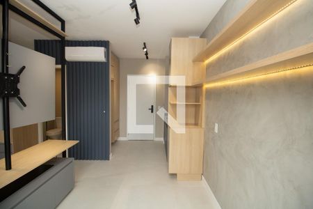 Sala, ar condicionado, iluminação cenográfica, nichos  de apartamento para alugar com 1 quarto, 31m² em Vila Olímpia, São Paulo