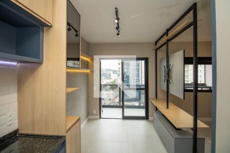 Sala, panorâmica  de apartamento à venda com 1 quarto, 31m² em Vila Olímpia, São Paulo