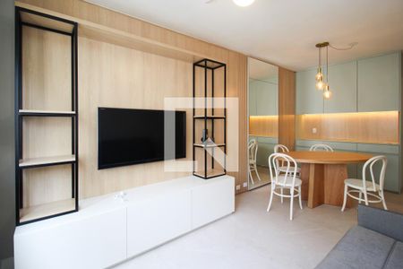 Sala de apartamento para alugar com 1 quarto, 50m² em Indianópolis, São Paulo
