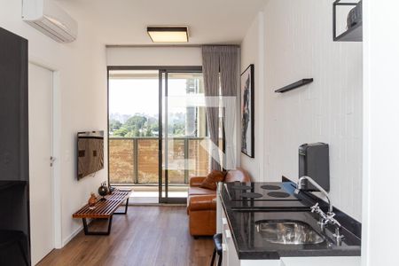 Sala/Cozinha de apartamento à venda com 1 quarto, 38m² em Indianópolis, São Paulo