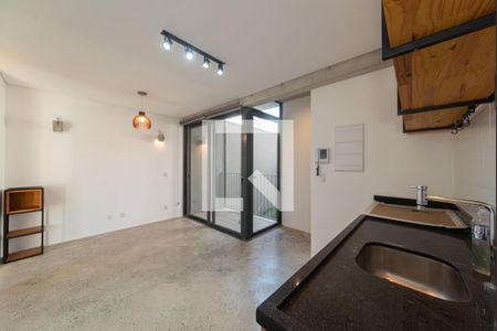Sala - Cozinha Integrada de apartamento para alugar com 1 quarto, 35m² em Brooklin, São Paulo
