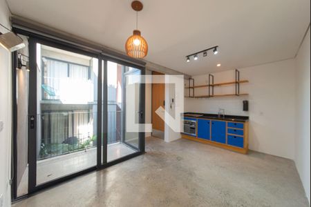 Sala - Cozinha Integrada de apartamento para alugar com 1 quarto, 35m² em Brooklin, São Paulo