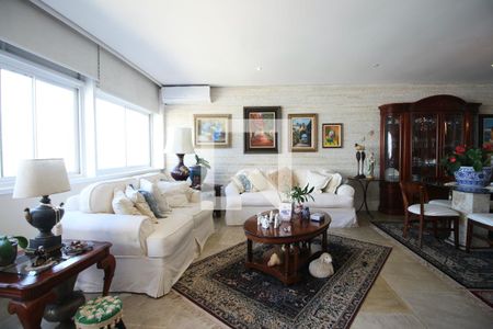 Sala  de apartamento para alugar com 4 quartos, 290m² em Morro do Maluf, Guarujá