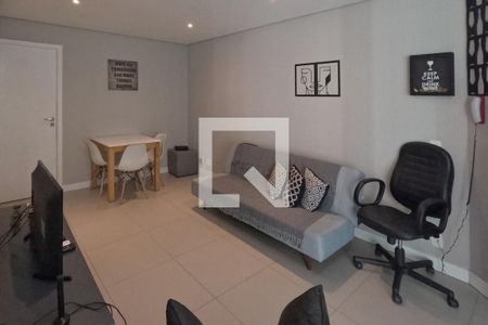 Sala e cozinha americana de apartamento para alugar com 1 quarto, 42m² em Gonzaga, Santos