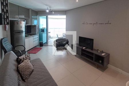 Sala e cozinha americana de apartamento para alugar com 1 quarto, 42m² em Gonzaga, Santos