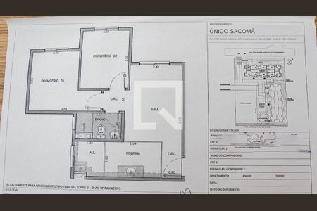 Apartamento para alugar com 42m², 2 quartos e sem vagaPlanta