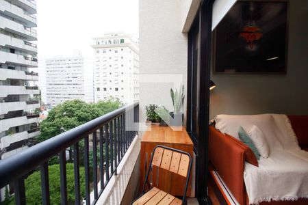 Varanda da Sala de apartamento para alugar com 1 quarto, 45m² em Jardim Paulista, São Paulo