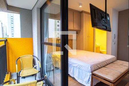 Varanda da Sala/Quarto de kitnet/studio para alugar com 1 quarto, 26m² em Bela Vista, São Paulo